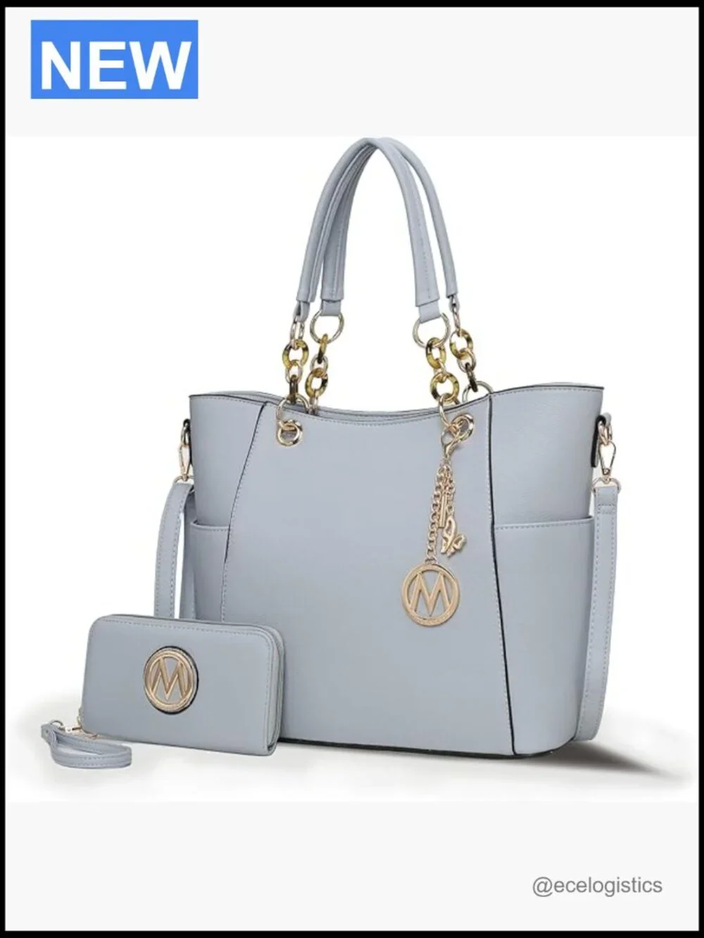 Tote & Wallet Set - 2-Piece Vegan Leather Handbag Set